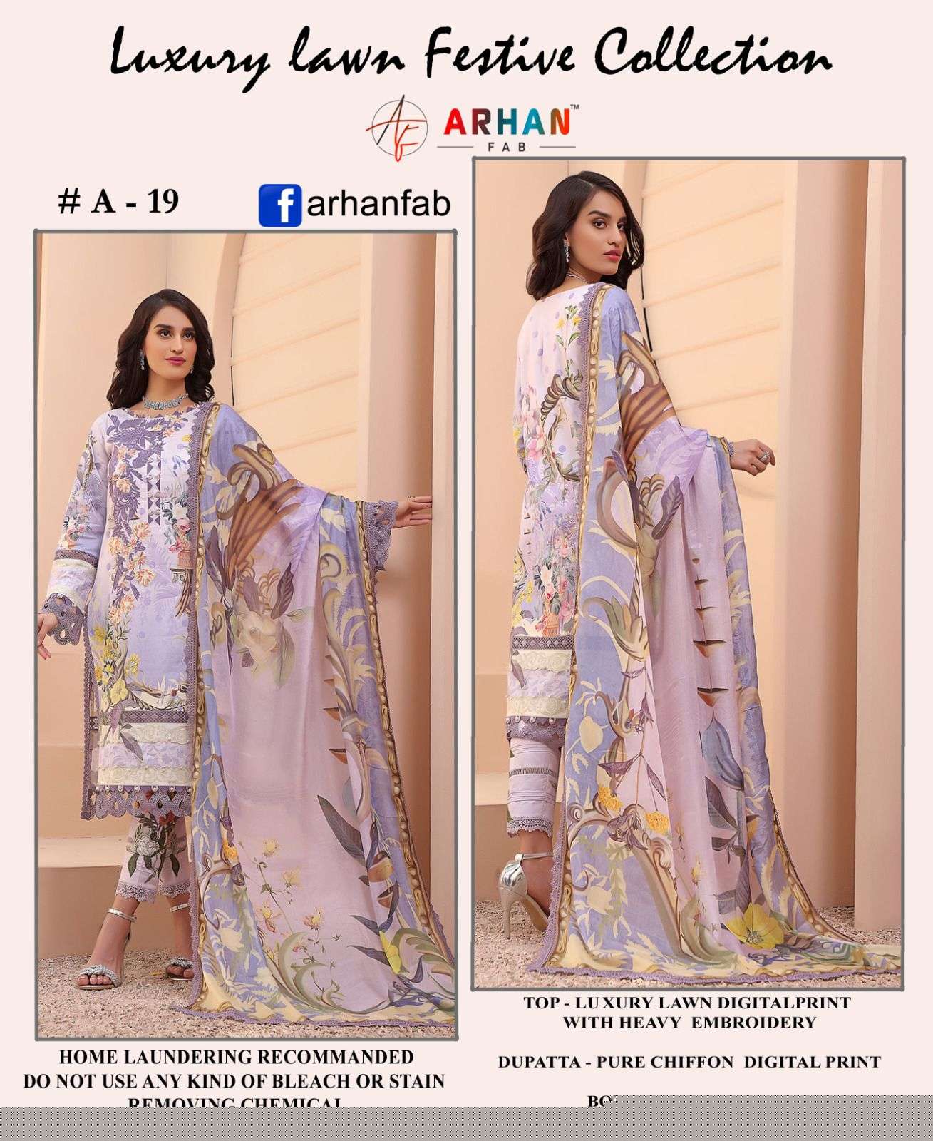 ARHAN FAB A-19 BY ASLIWHOLESALE COTTON EMBROIDERY PAKISTANI DRESS