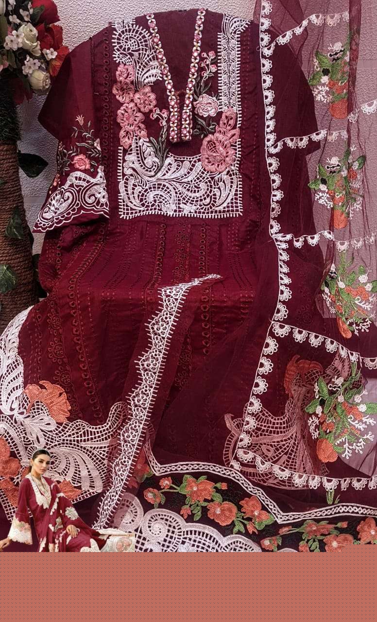 QALAMKAAR 01-D BY ASLIWHOLESALE COTTON EMBROIDERY PAKISTANI DRESS