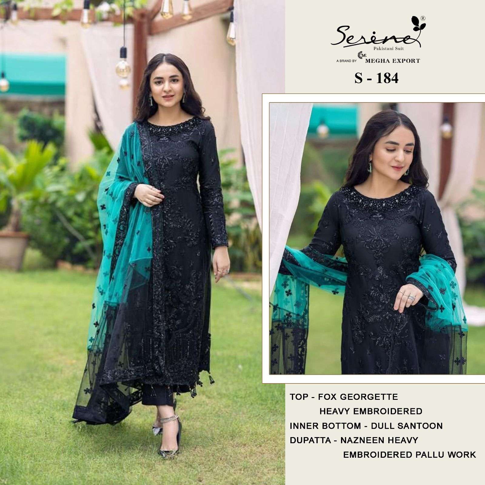 S-184 HIT DESIGN BY SERENE FAUX GEORGETTE EMBRODERY PAKISTANI DRESS