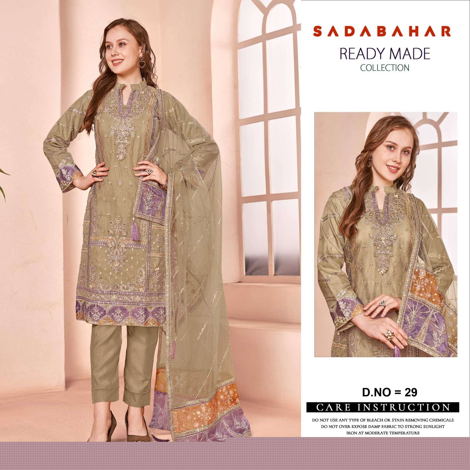 SADABAHAR-29 BY ASLIWHOLESALE ORGANZA EMBROIDERY PAKISTANI DRESSES