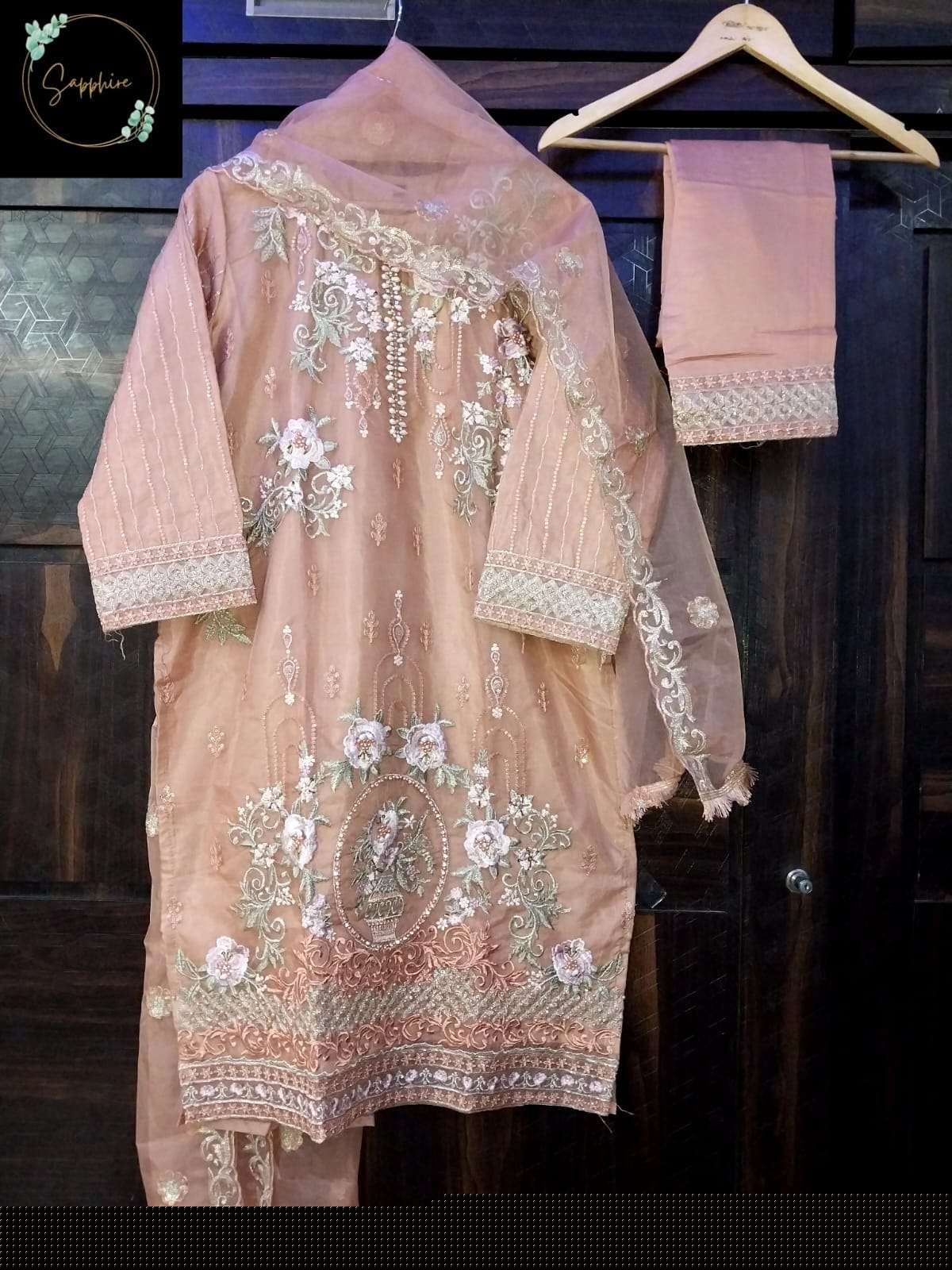 SAPPHIRE S-1002 NX BY ASLIWHOLESALE DESIGNER ORGANZA PAKISTANI DRESSES