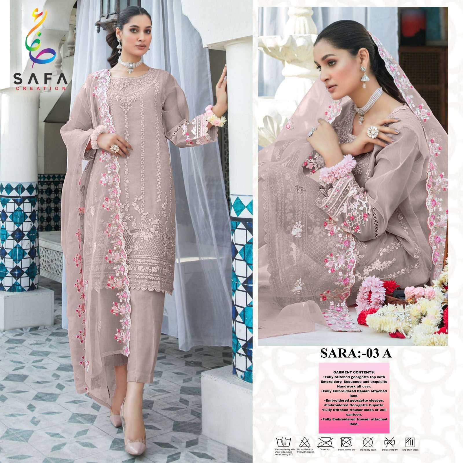 SARA 03 COLOURS BY SAFA CREATION DESIGNER FAUX GEORGETTE DRESSES