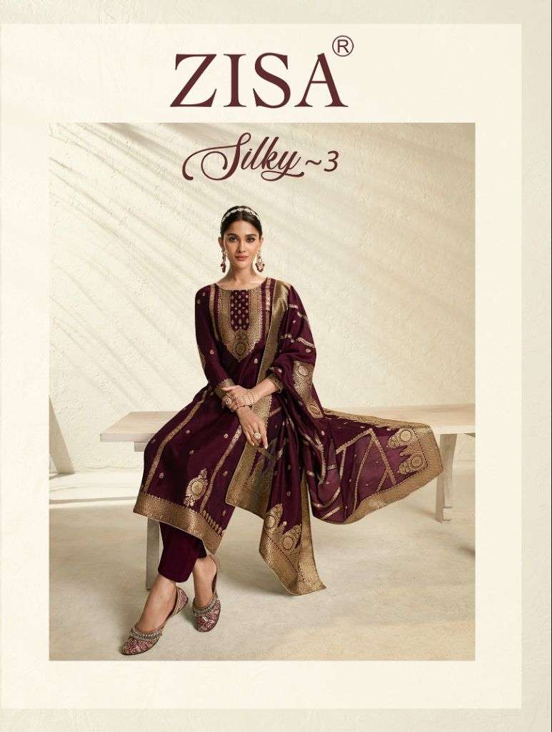 SILKY VOL-03 BY ZISA 14781 TO 14786 SERIES DESIGNER SILK WORK DRESSES