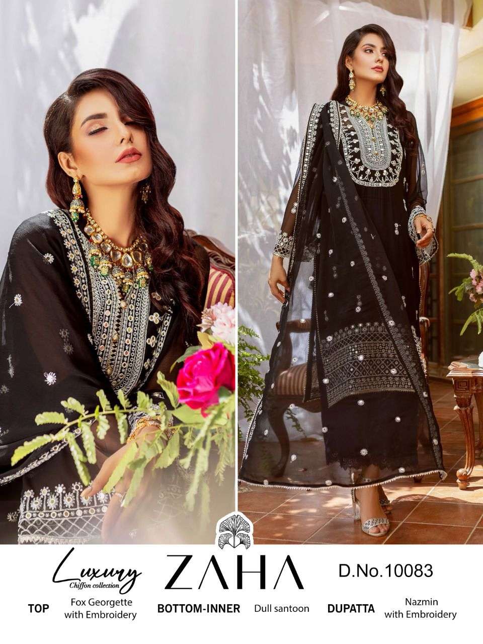 ZAHA 10083 HIT DESIGN  BY ZAHA GEORGETTE EMBROIDERY PAKISTANI DRESS