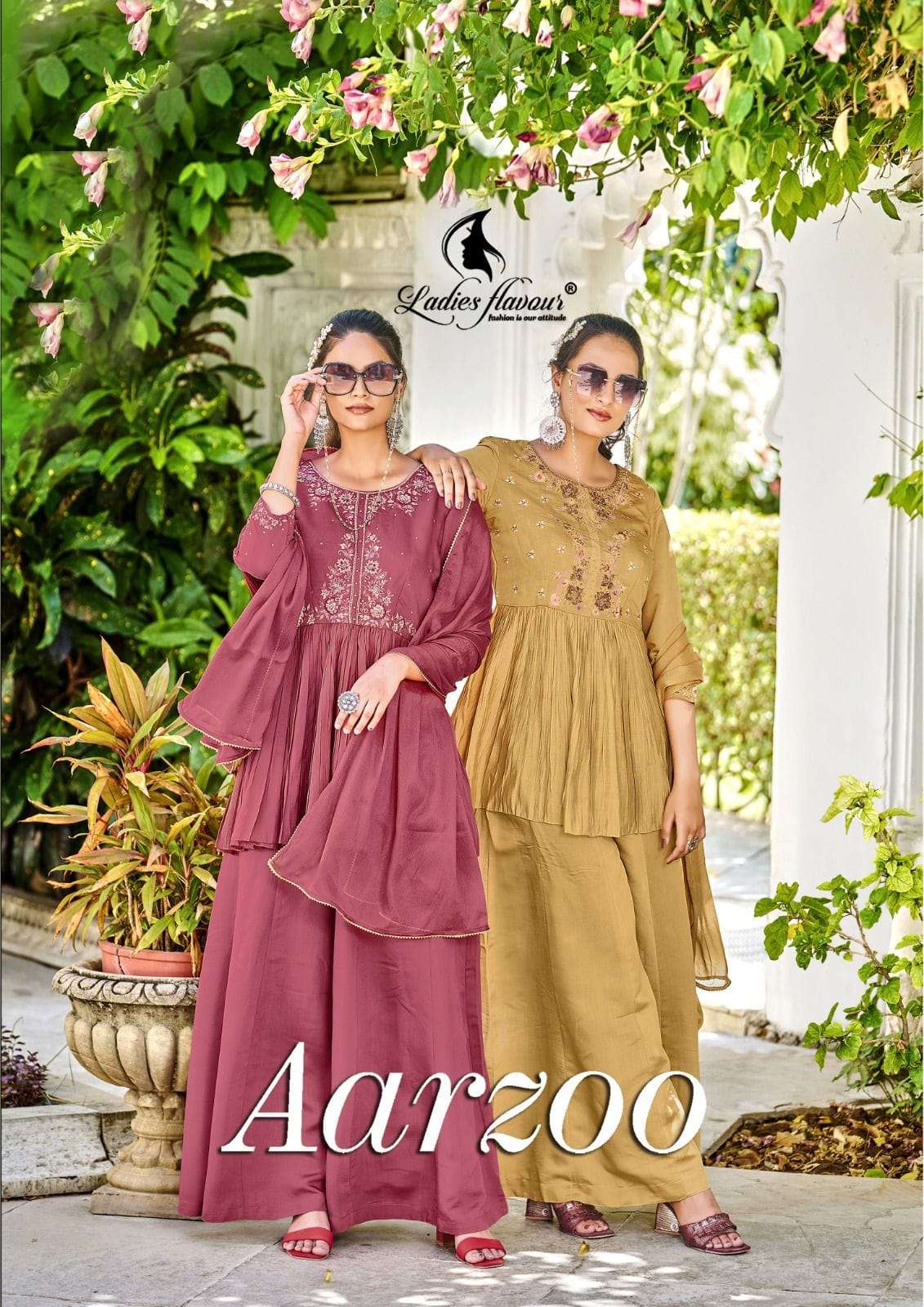 AARZO BY LADIES FLAVOUR 1001 TO 1004 SERIES DESIGNER CHANDERI PRINT DRESSES