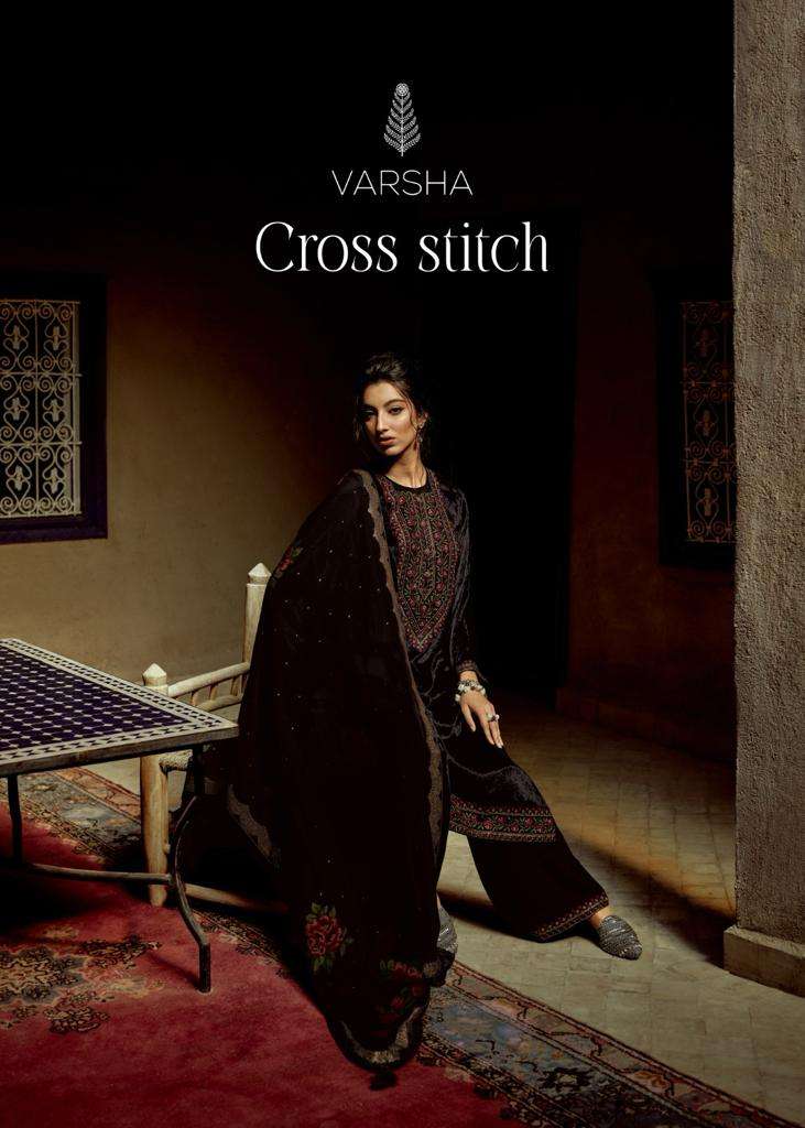 CROSS STITCH BY VARSHA CS-01 TO CS-02 SERIES HEAVY PLUSH VELVET DRESSES