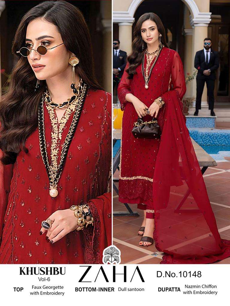 KHUSHBU VOL-6 BY ZAHA 10148 TO 10150 SERIES GEORGETTE PAKISTANI DRESSES