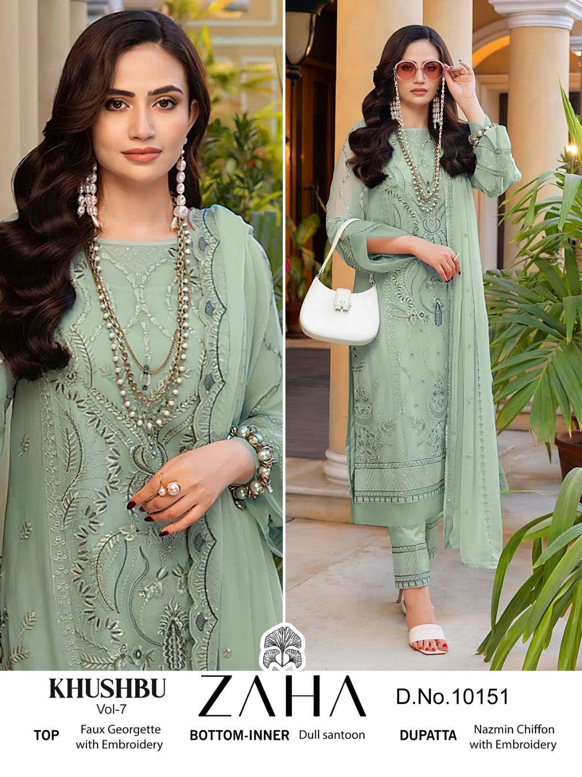 KHUSHBU VOL-7 BY ZAHA 10151 TO 10153 SERIES GEORGETTE PAKISTANI DRESSES