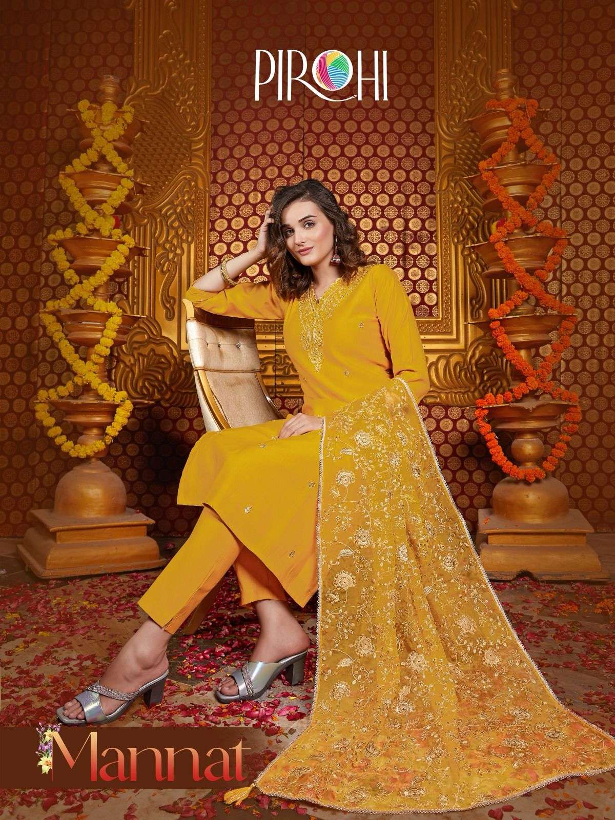 MANNAT BY PIROHI 1001 TO 1004 SERIES DESIGNER DOLA SILK DRESSES