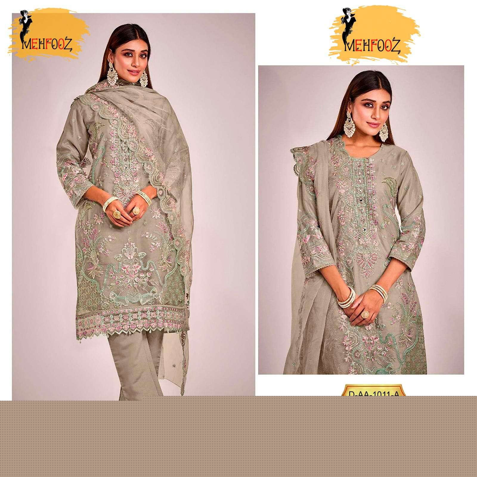 MEHFOOZ 1011 NX BY ASLIWHOLESALE ORGANZA EMBROIDERY PAKISTANI DRESSES
