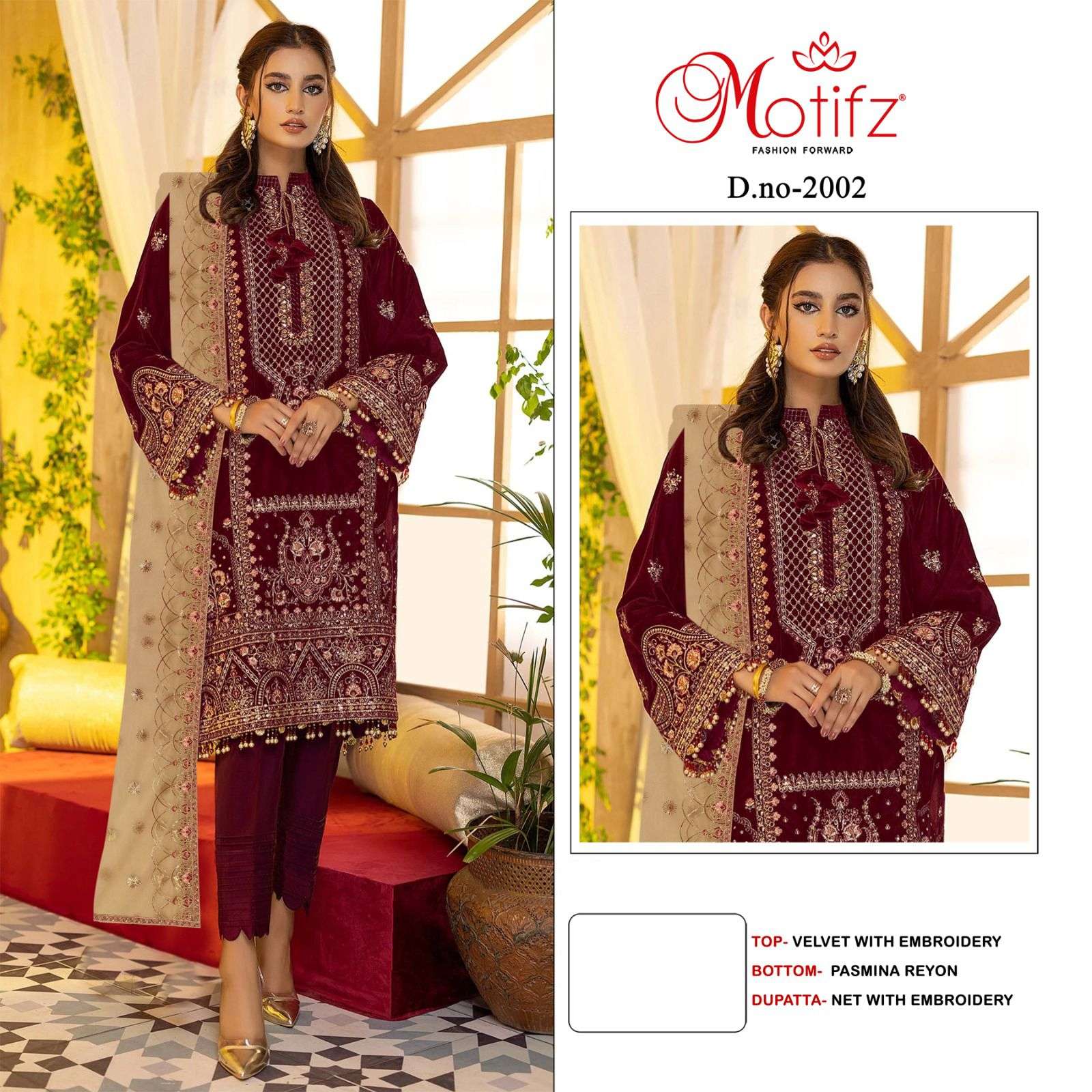 MOTIFZ 2002 HIT DESIGN BY MOTIFZ DESIGNER VELVET EMBROIDERY DRESSES