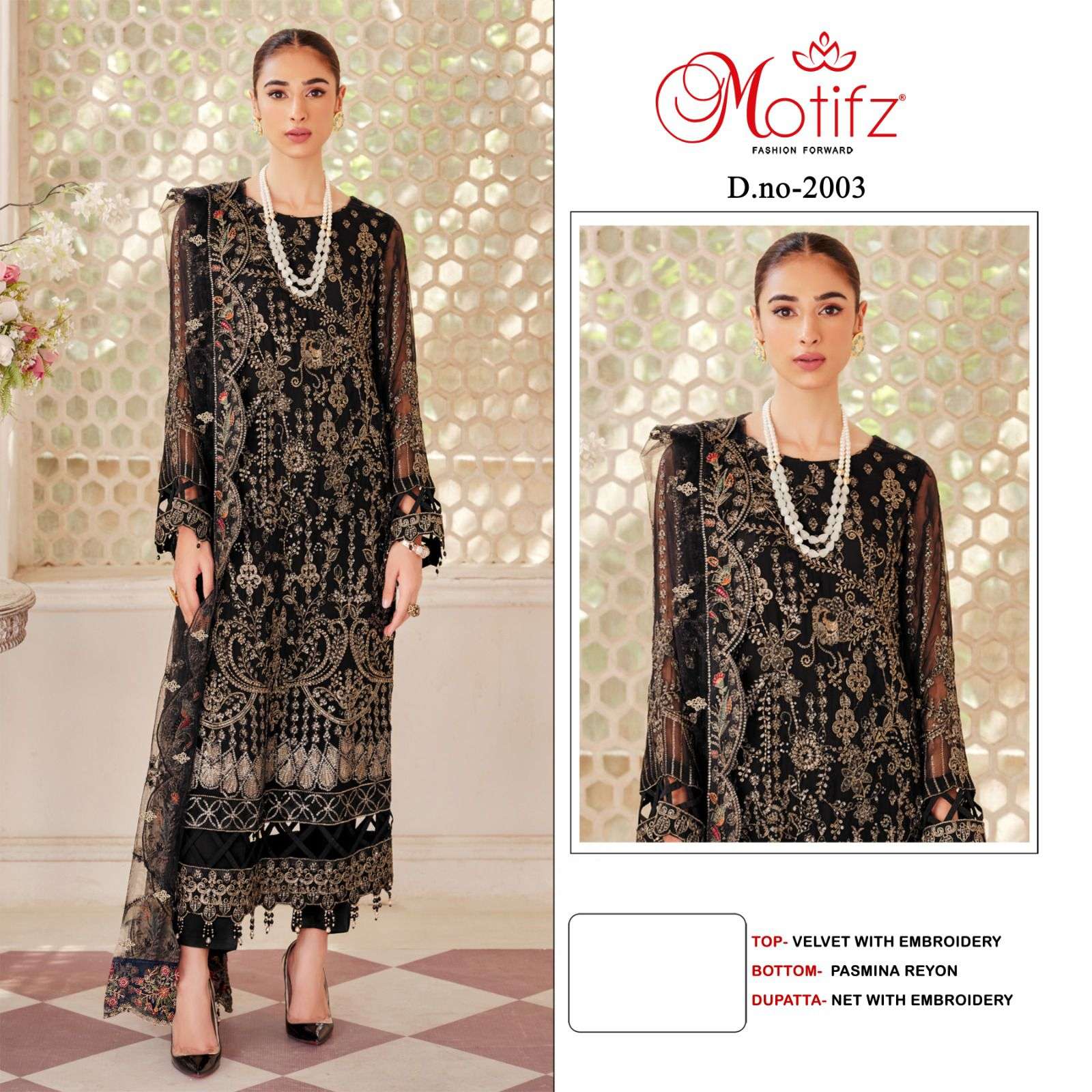 MOTIFZ 2003 HIT DESIGN BY MOTIFZ DESIGNER VELVET EMBROIDERY DRESSES