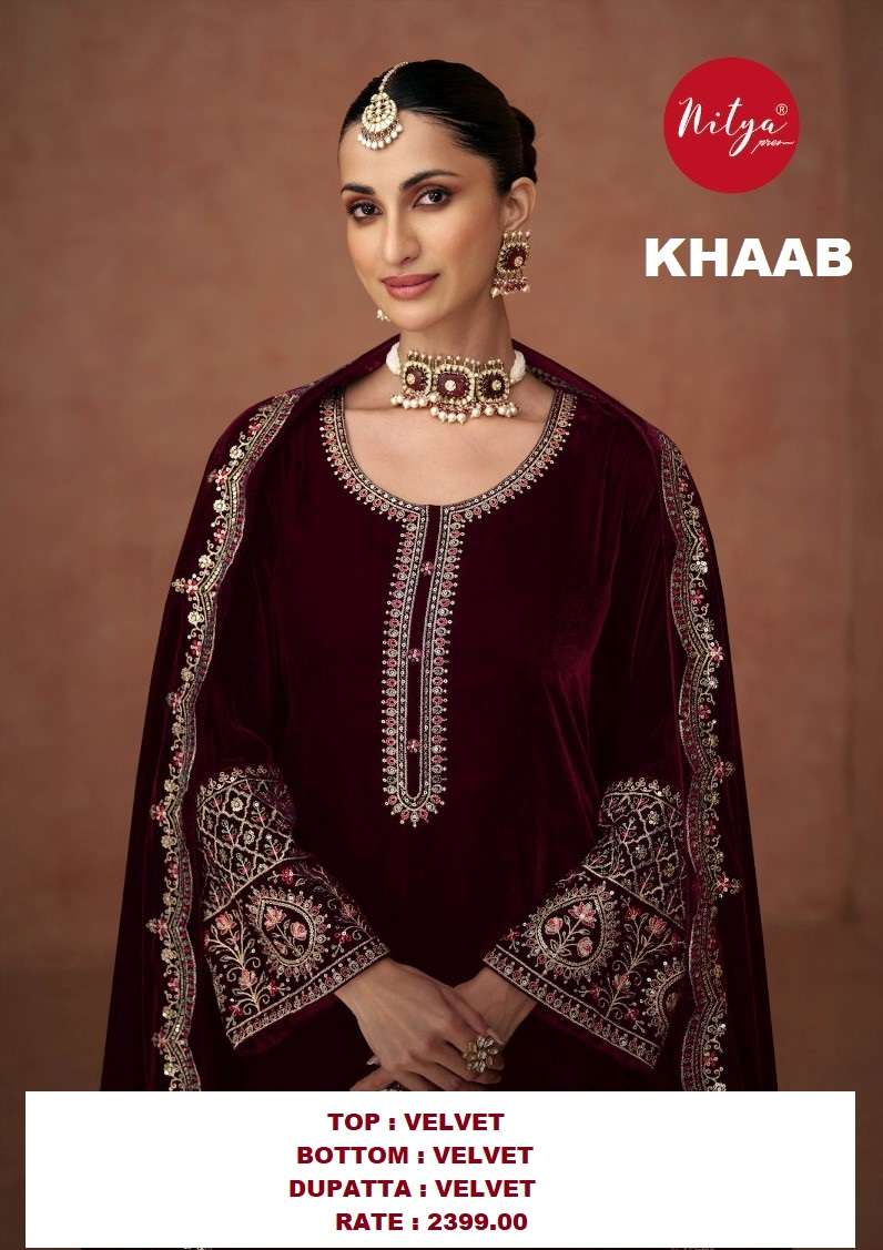 NITYA KHAAB BY LT FABRICS 801 TO 805 SERIES VELVET WORK DRESSES