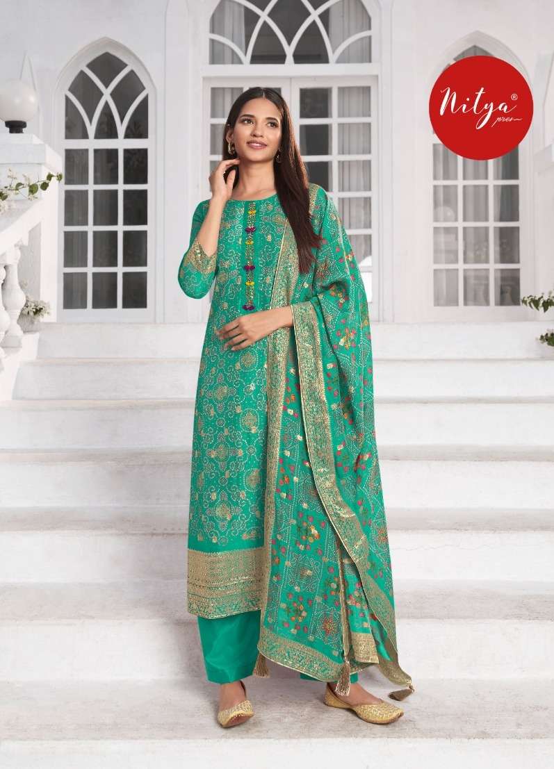 NITYA VOL-506 BY LT FABRICS 506-A TO 506-C ORAGANZA JACQUARD SERIES WORK DRESSES