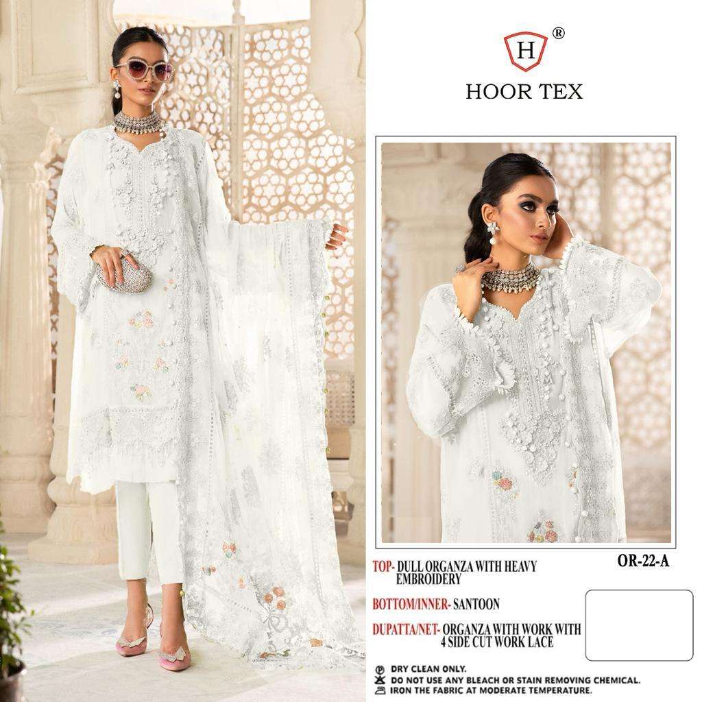OR-22 COLOURS BY HOOR TEX OR-22-A TO OR-22-C SERIES ORGANZA WORK DRESSES