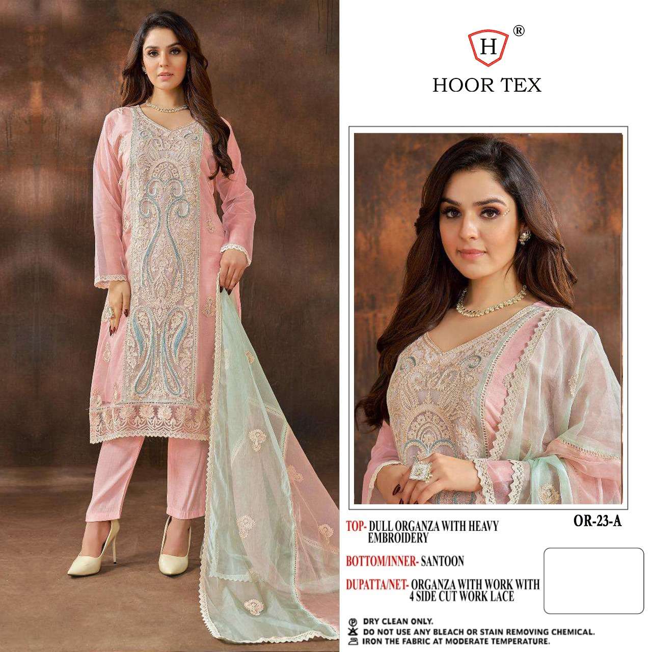 OR-23 COLOURS BY HOOR TEX OR-23-A TO OR-23-C SERIES ORGANZA WORK DRESSES