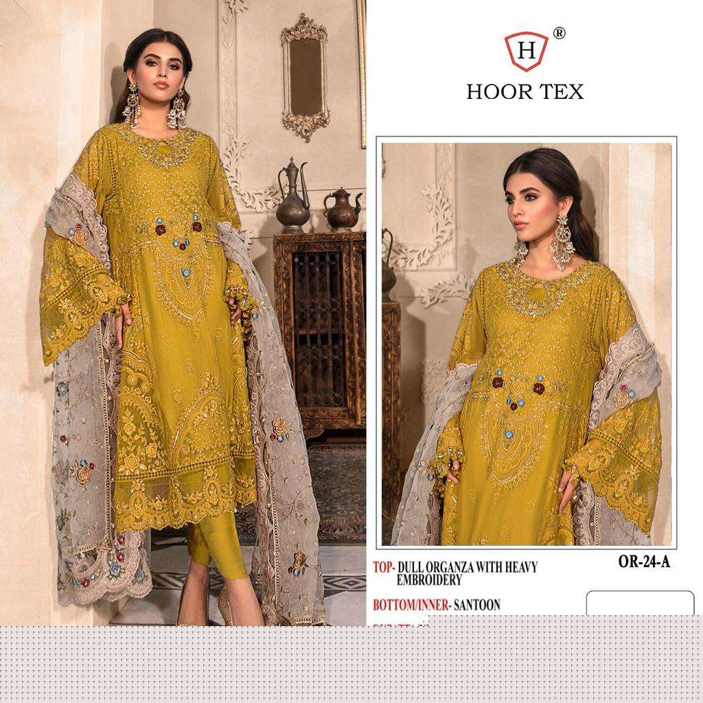 OR-24 COLOURS BY HOOR TEX OR-24-A TO OR-24-D SERIES ORGANZA WORK DRESSES