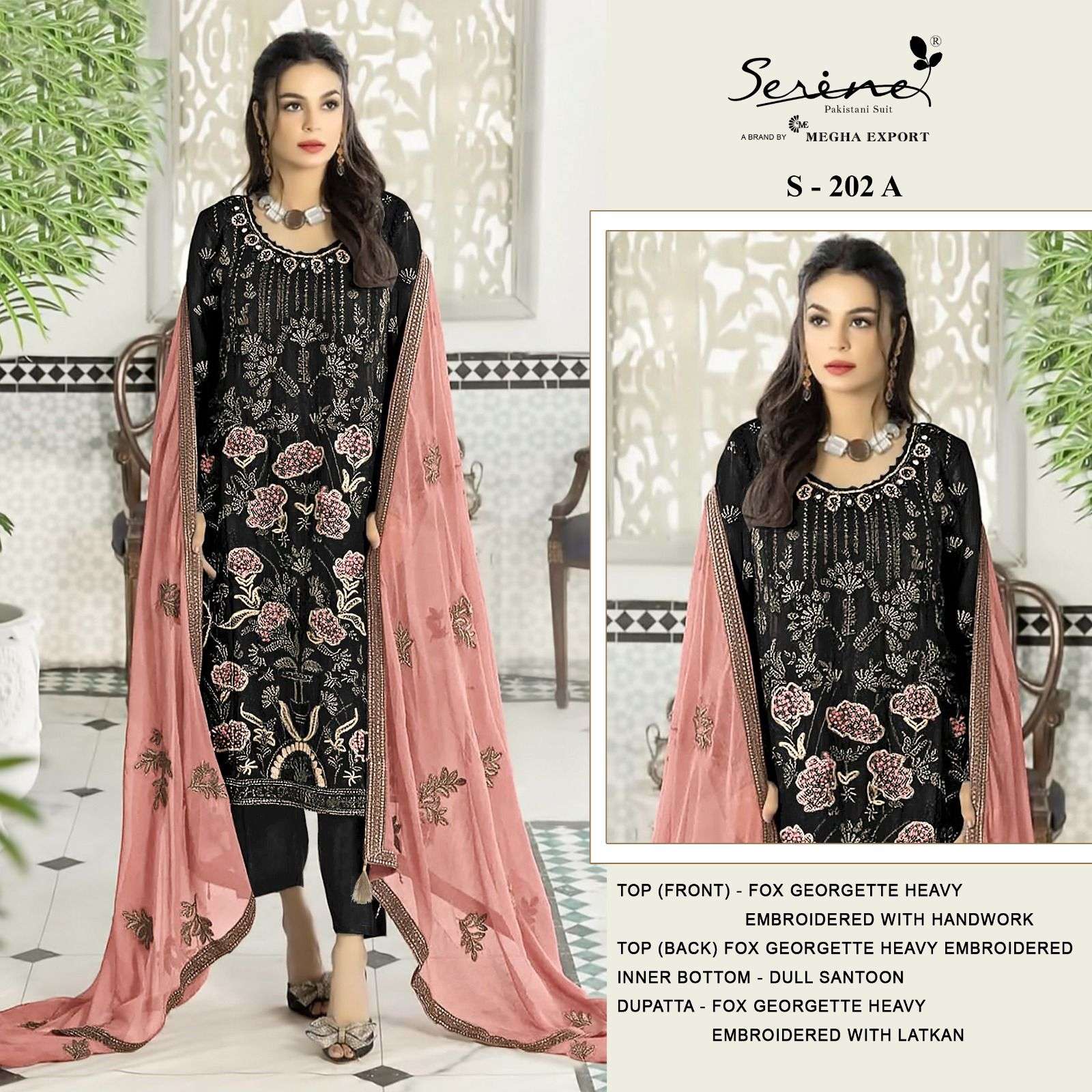 S-202 COLOURS BY SERENE FAUX GEORGETTE EMBRODERY PAKISTANI DRESS