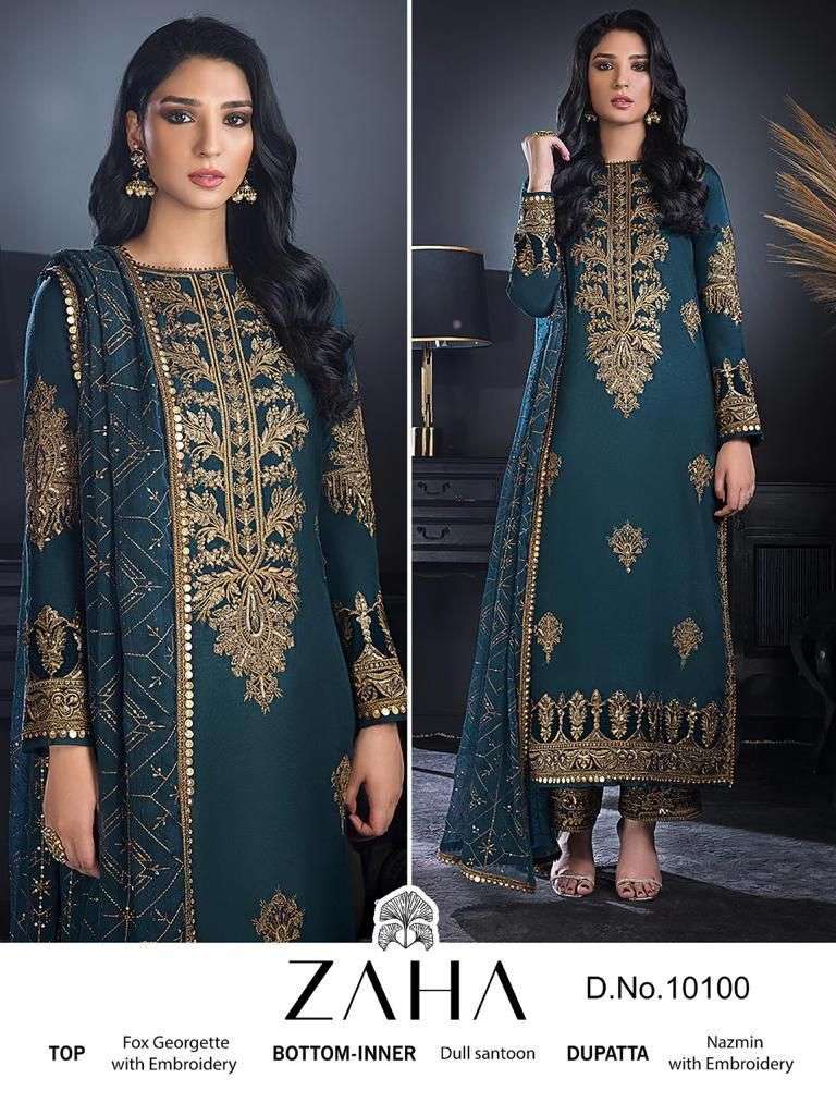 ZAHA 10100 HIT DESIGN  BY ZAHA GEORGETTE EMBROIDERY PAKISTANI DRESS