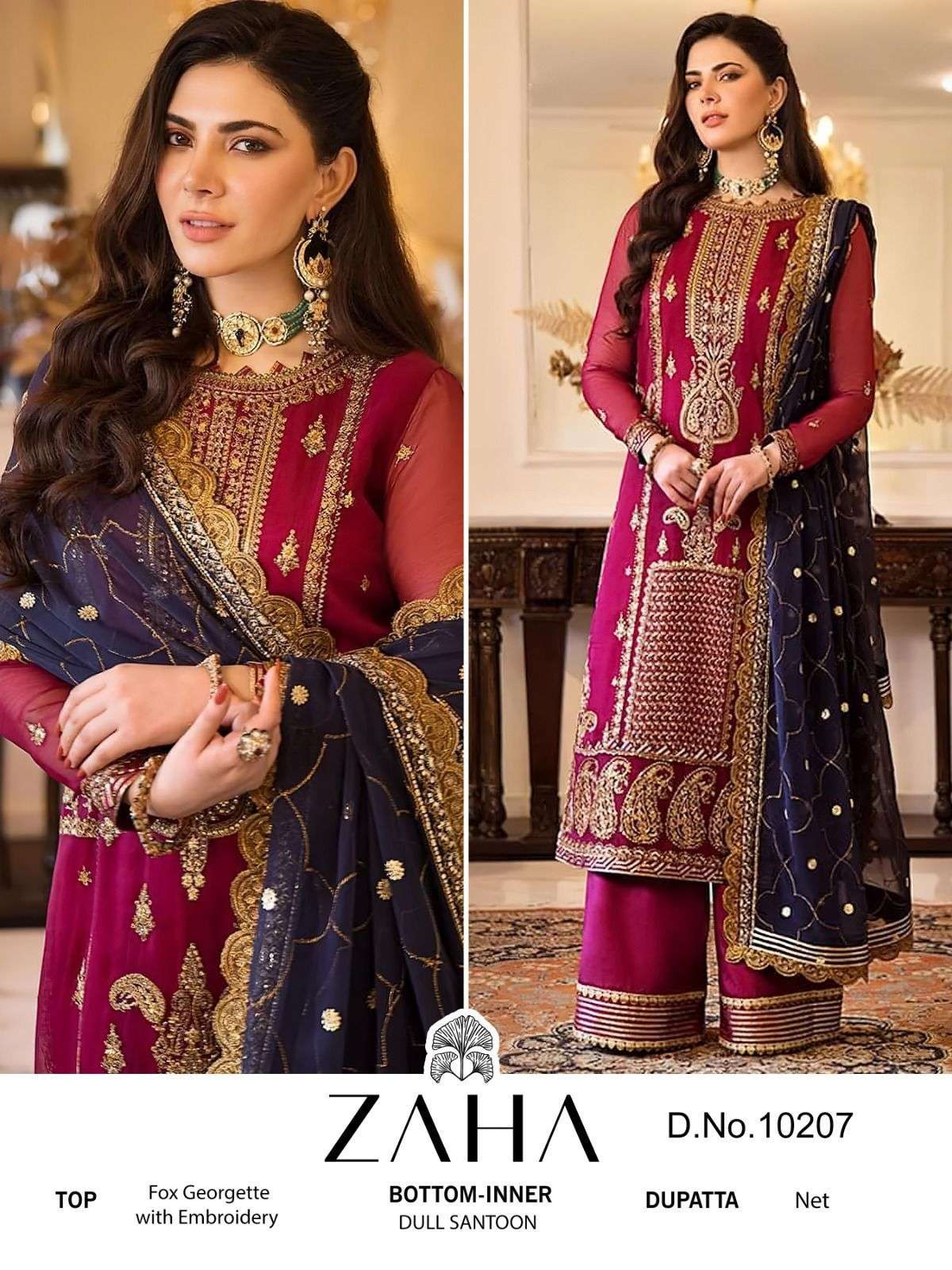 ZAHA 10207 HIT DESIGN BY ZAHA GEORGETTE EMBROIDERY PAKISTANI DRESS