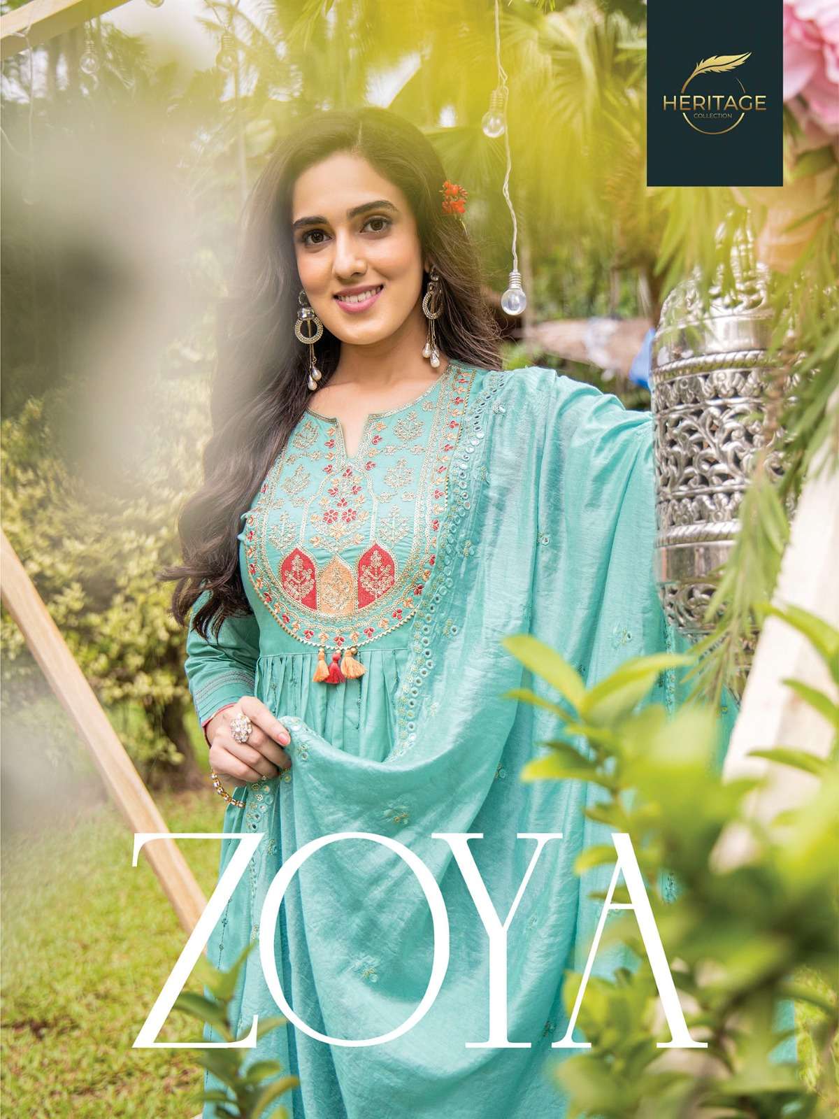 ZOYA BY HERITAGE 1001 TO 1005 SERIES CHANDERI SILK PRINTED DRESSES