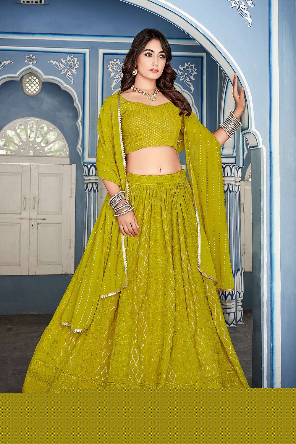 1536 COLOUR BY ASLIWHOLESALE FANCY DESIGNER GEORGETTE LEHENGAS