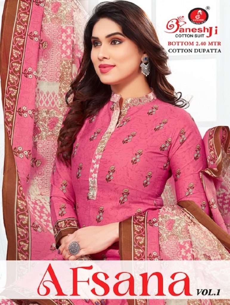 AFSANA VOL-1 BY GANPATI COTTON SUIT 1001 TO 1010 SERIES COTON DRESSES