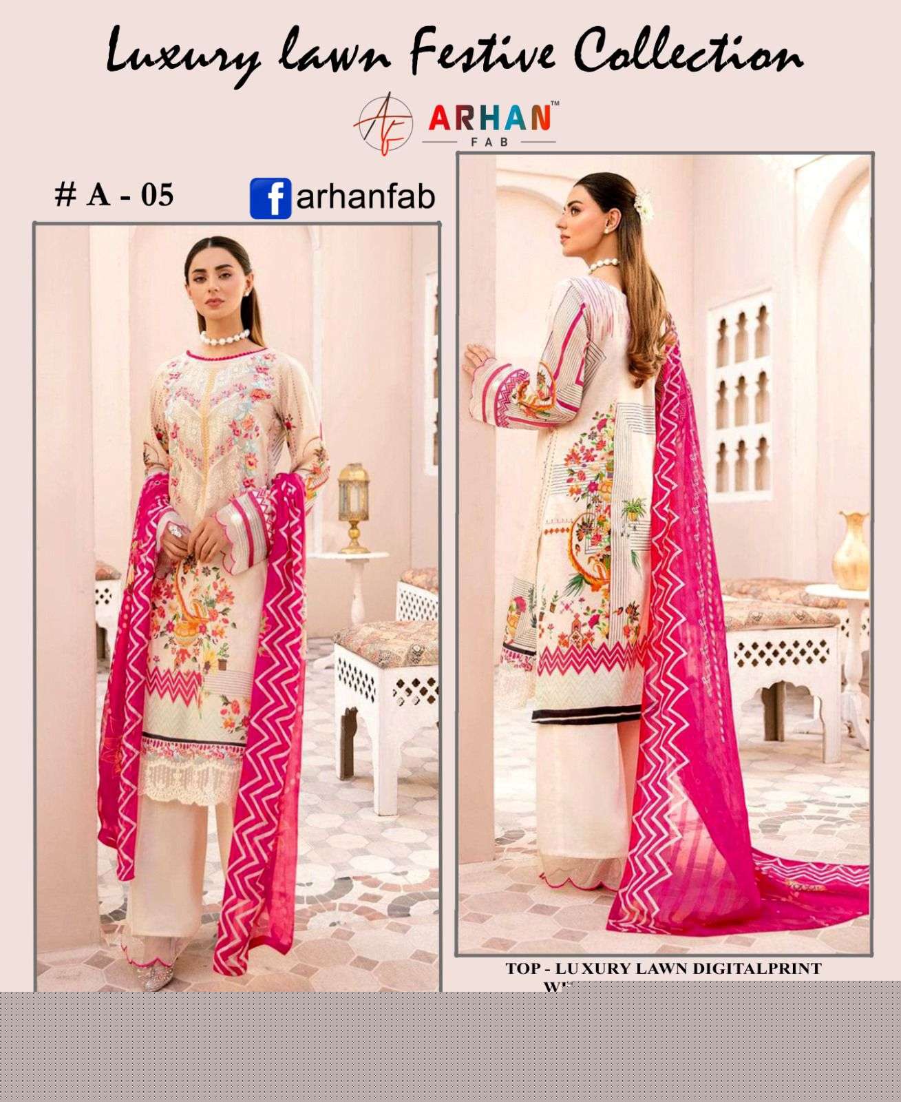 ARHAN FAB A-05 BY ASLIWHOLESALE COTTON EMBROIDERY PAKISTANI DRESS
