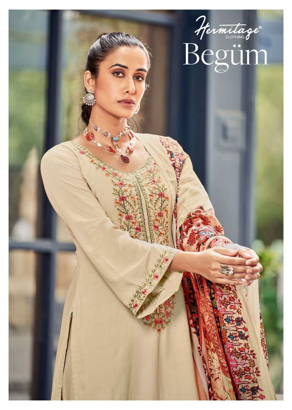 BEGUM BY HERMITAGE CLOTHING 1001 TO 1005 SERIES VISCOSE EMBROIDERY DRESSES
