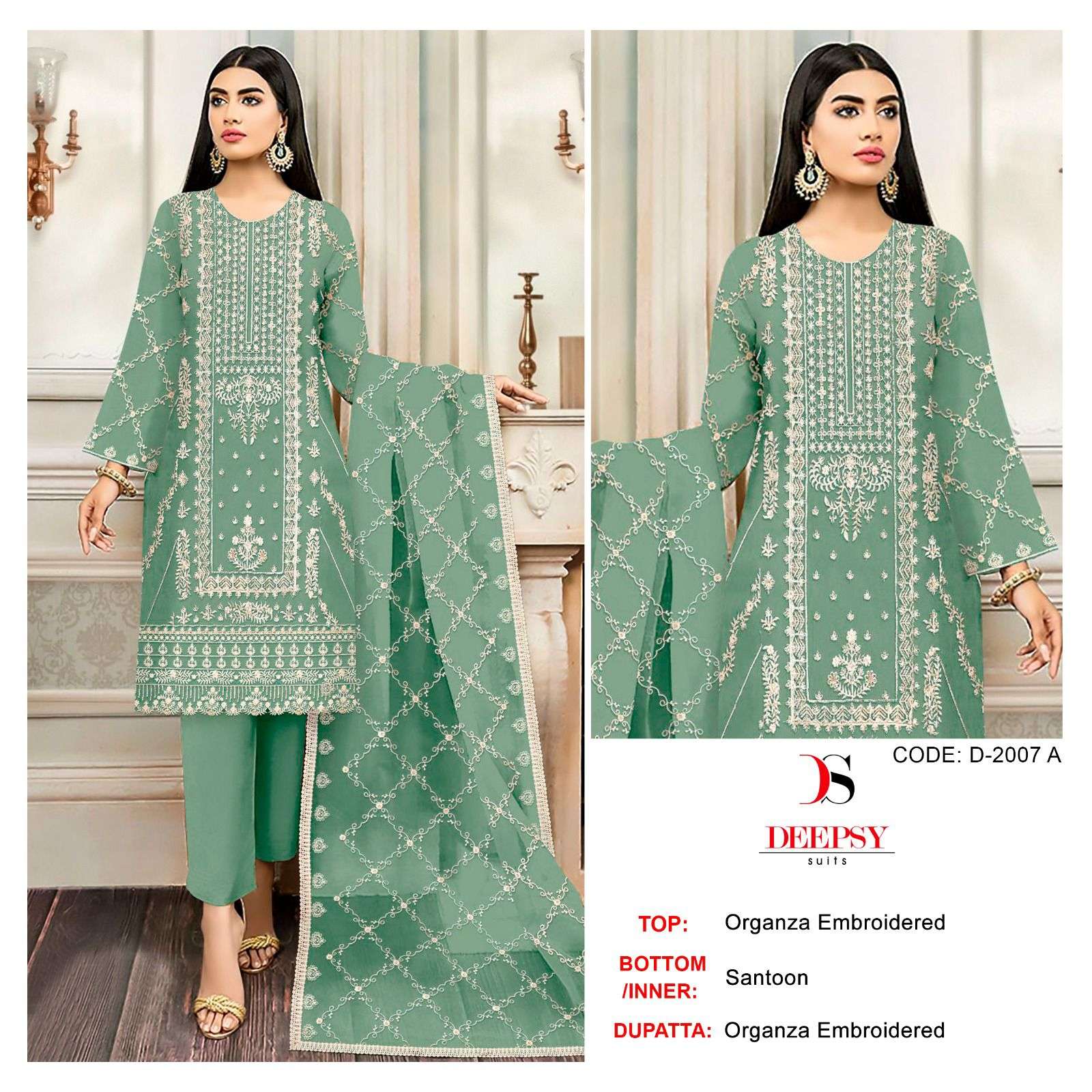 D-2007 COLOURS BY DEEPSY SUITS HEAVY ORGANZA EMBROIDERY PAKISTANI DRESSES