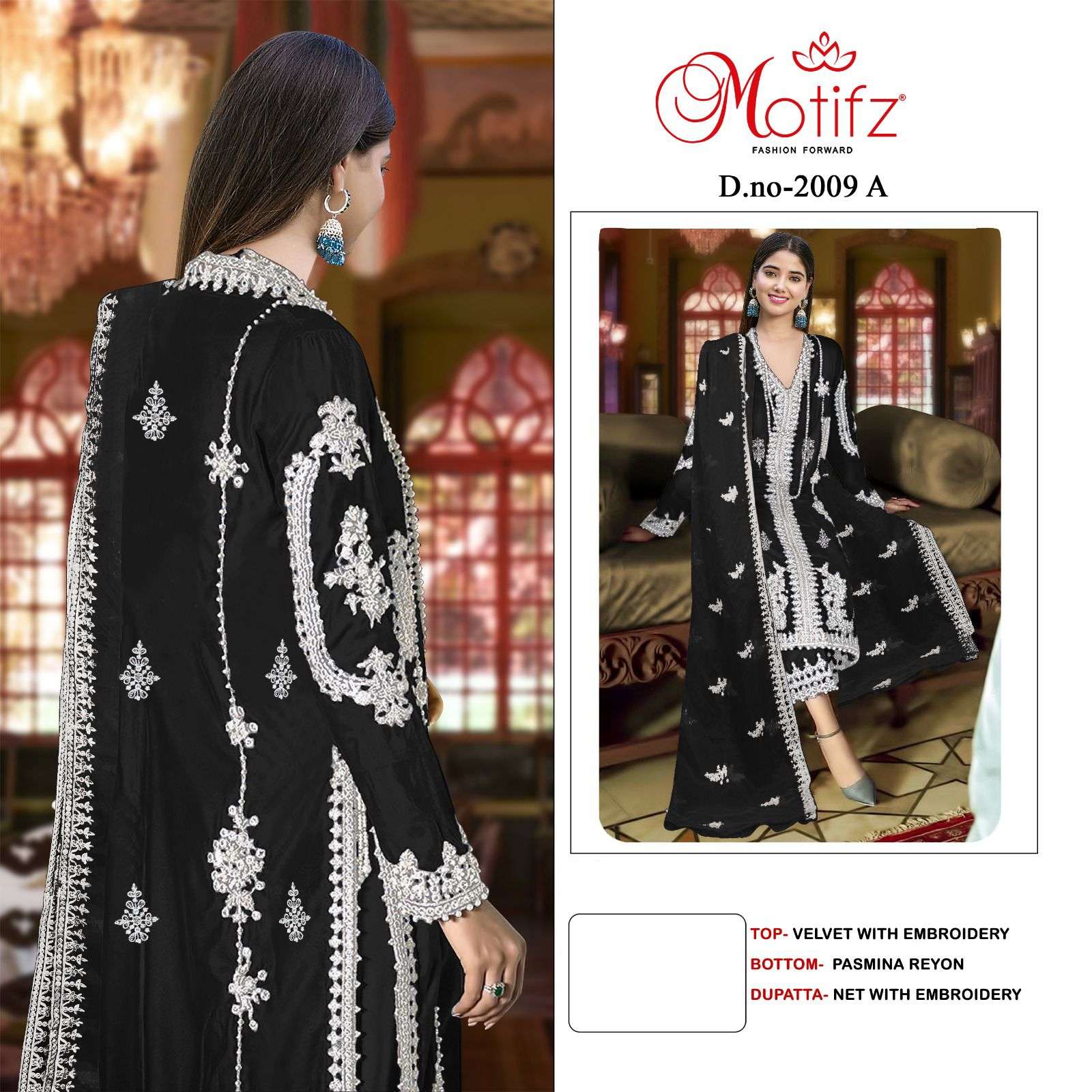 MOTIFZ 2009 COLOURS BY MOTIFZ 2009-A TO 2009-D SERIES VELVET EMBROIDERY DRESSES