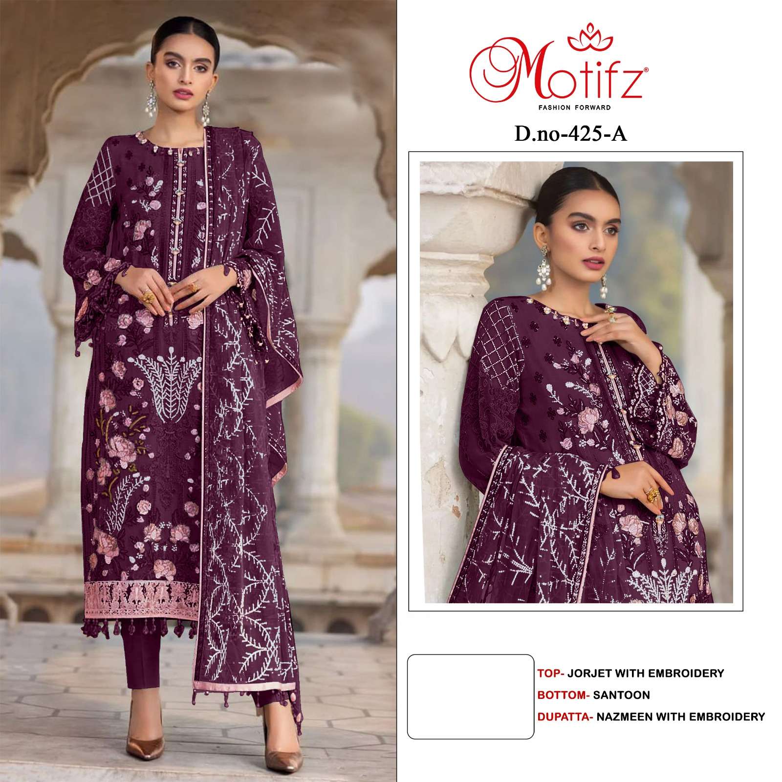 MOTIFZ 425 COLOURS BY MOTIFZ FAUX GEORGETTE EMBROIDERY PAKISTANI DRESSES