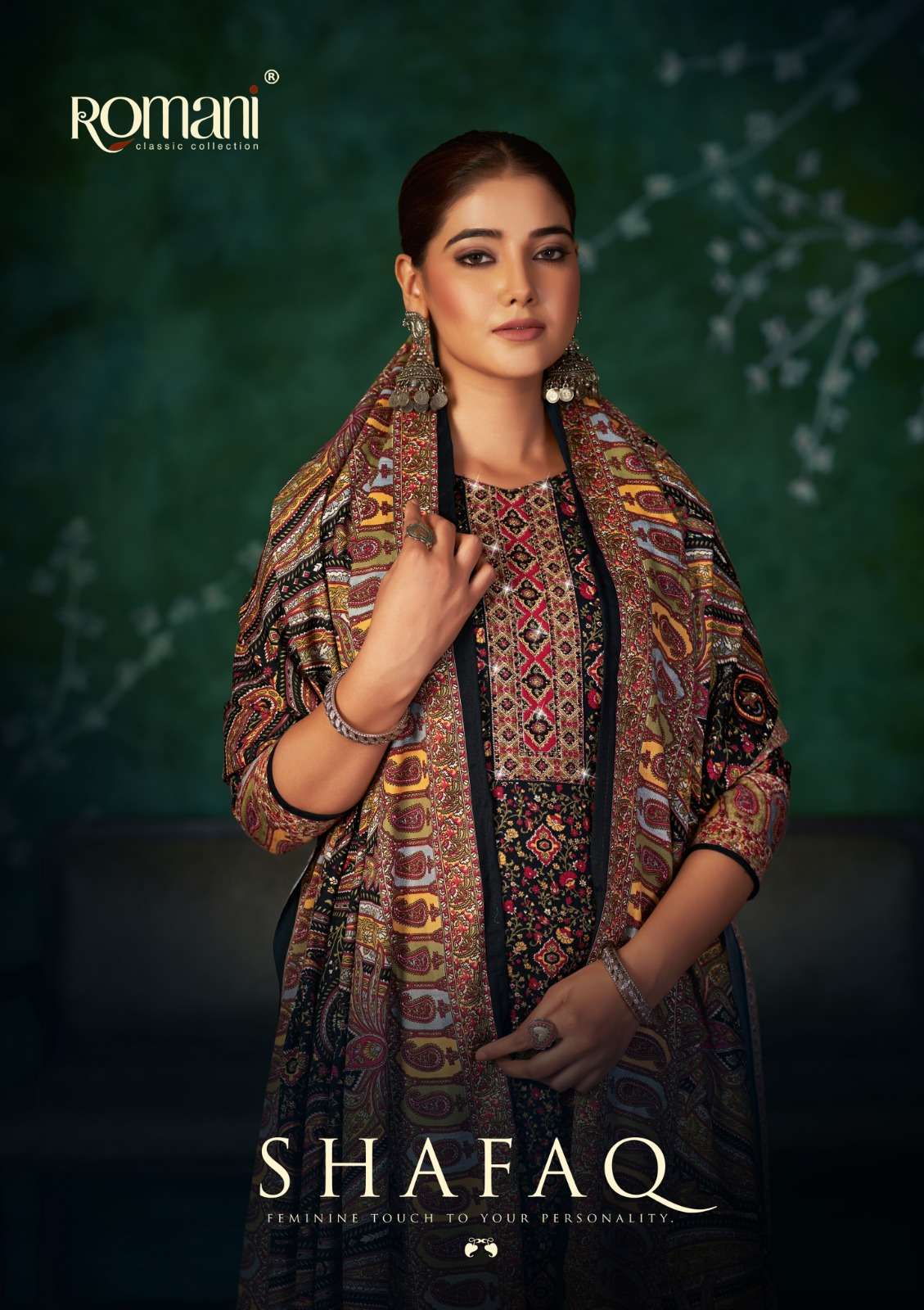 SHAFAQ BY ROMANI 1082-001 TO 1082-008 SERIES PASHMINA DRESSES