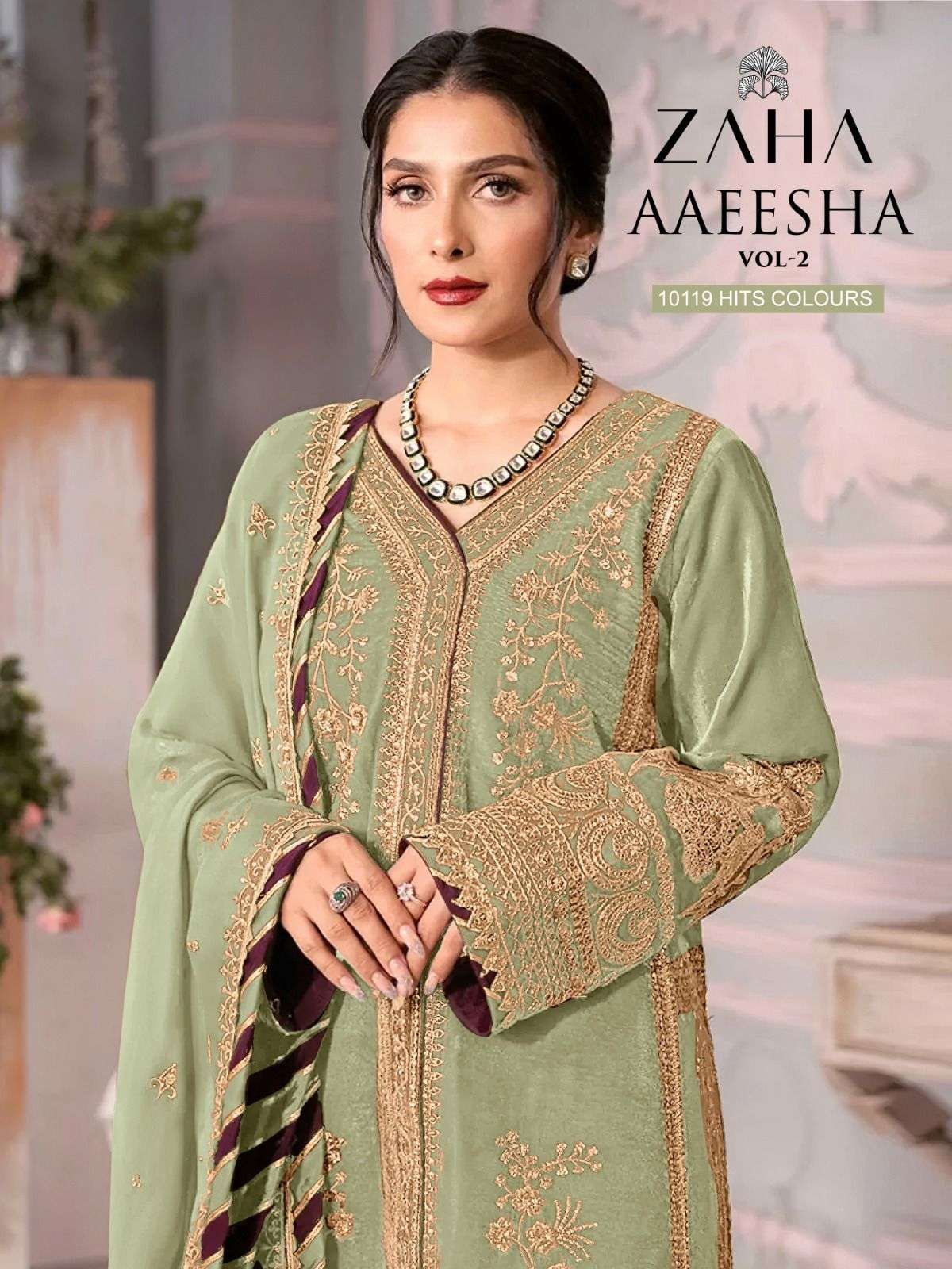 AAEESHA 10119 BY ZAHA 10119-I TO 10119-K SERIES GEORGETTE PAKISTANI DRESSES