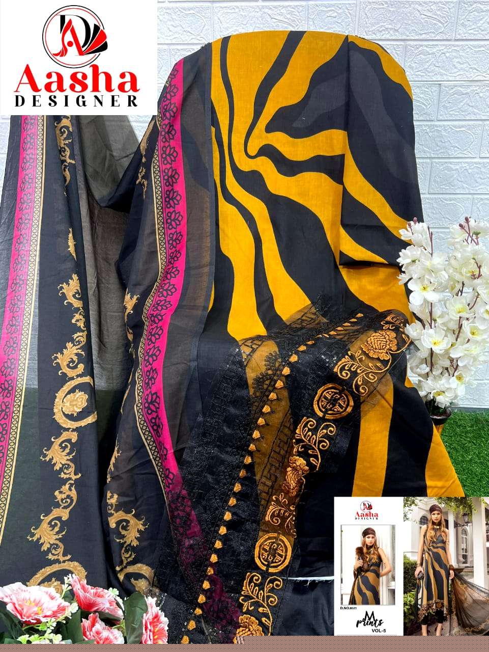 AASHA M PRINTS VOL-5 BY ASLIWHOLESALE DESIGNER COTTON EMBROIDERY DRESSES