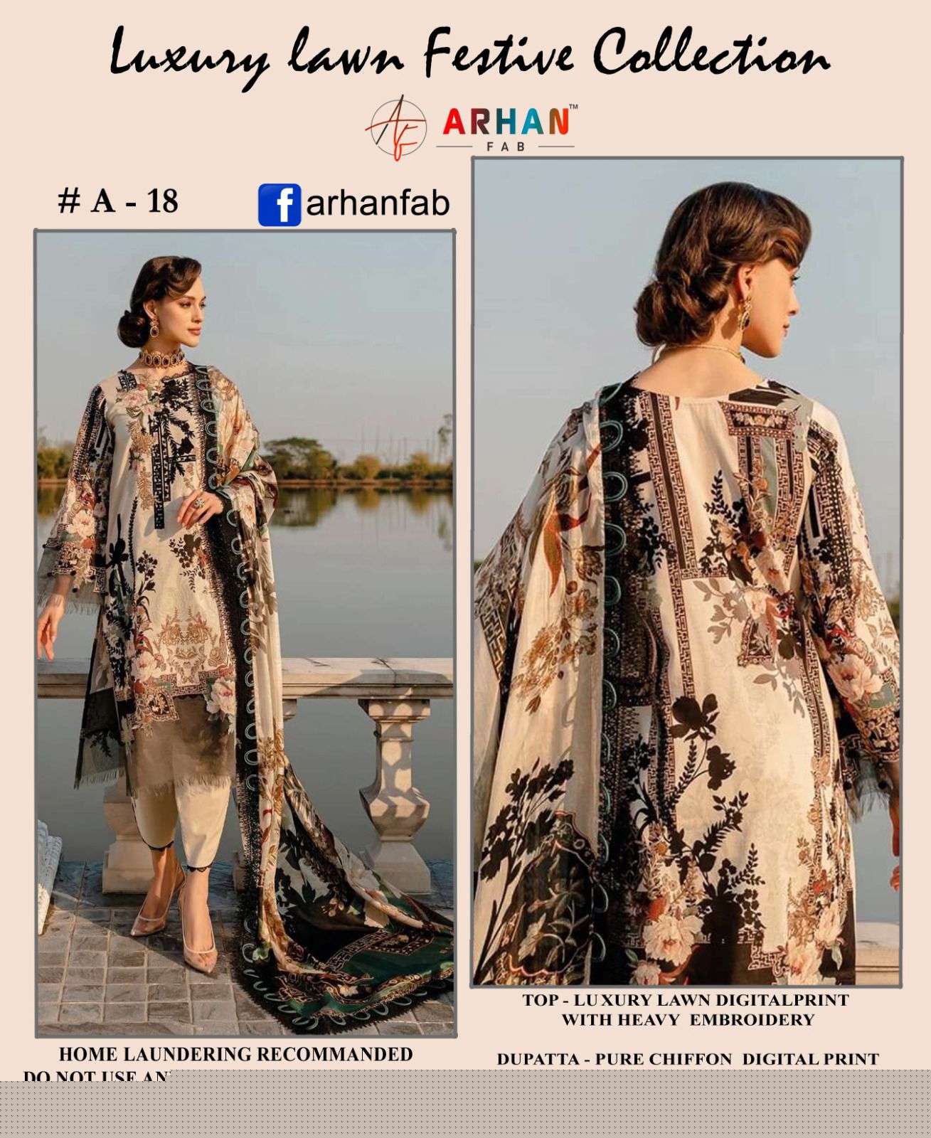 ARHAN FAB A-18 BY ASLIWHOLESALE COTTON EMBROIDERY PAKISTANI DRESS