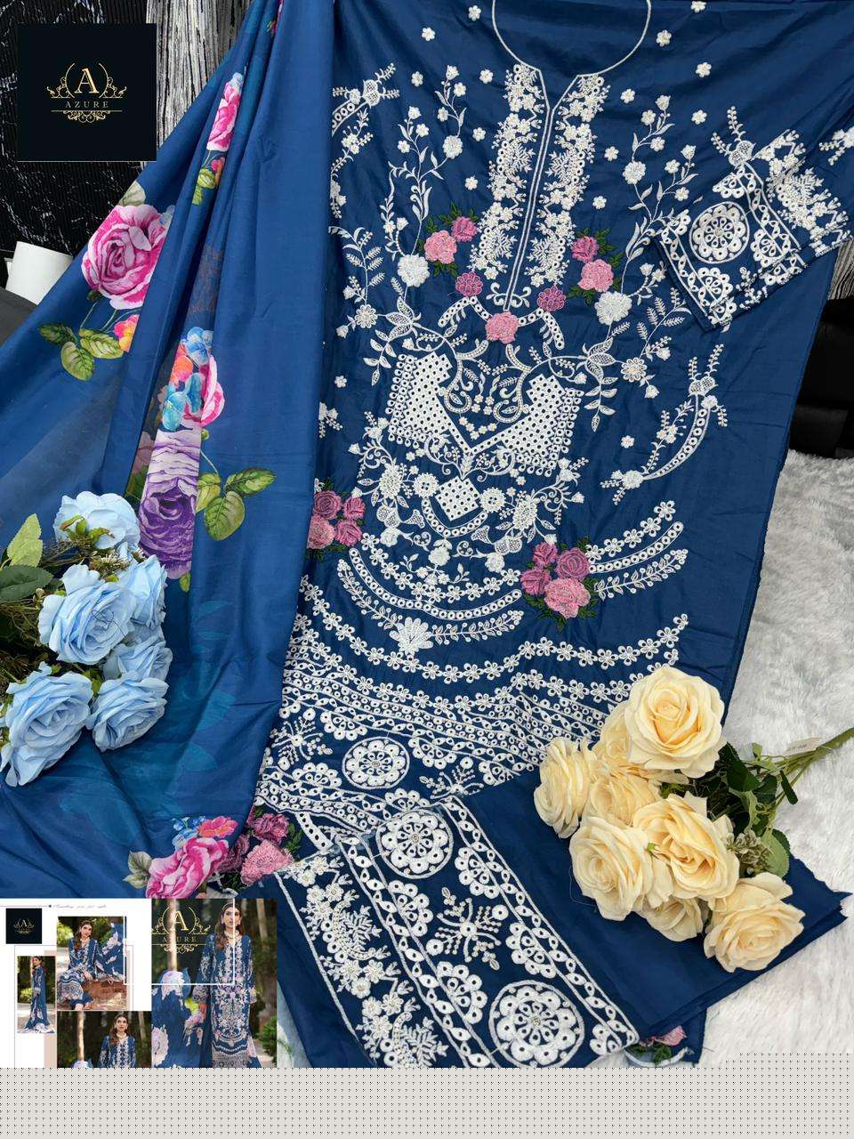AZURE 12081 BY ASLIWHOLESALE DESIGNER RAYON COTTON PAKISTANI DRESSES