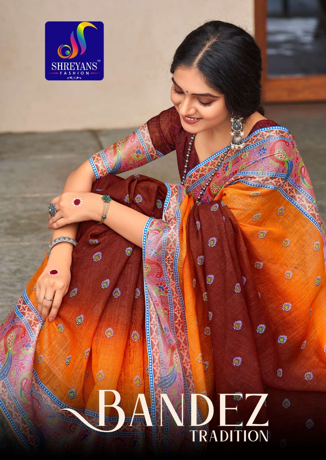 BANDEZ TRADITION BY SHREYANS FASHION 01 TO 09 SERIES LINEN SILK SAREES