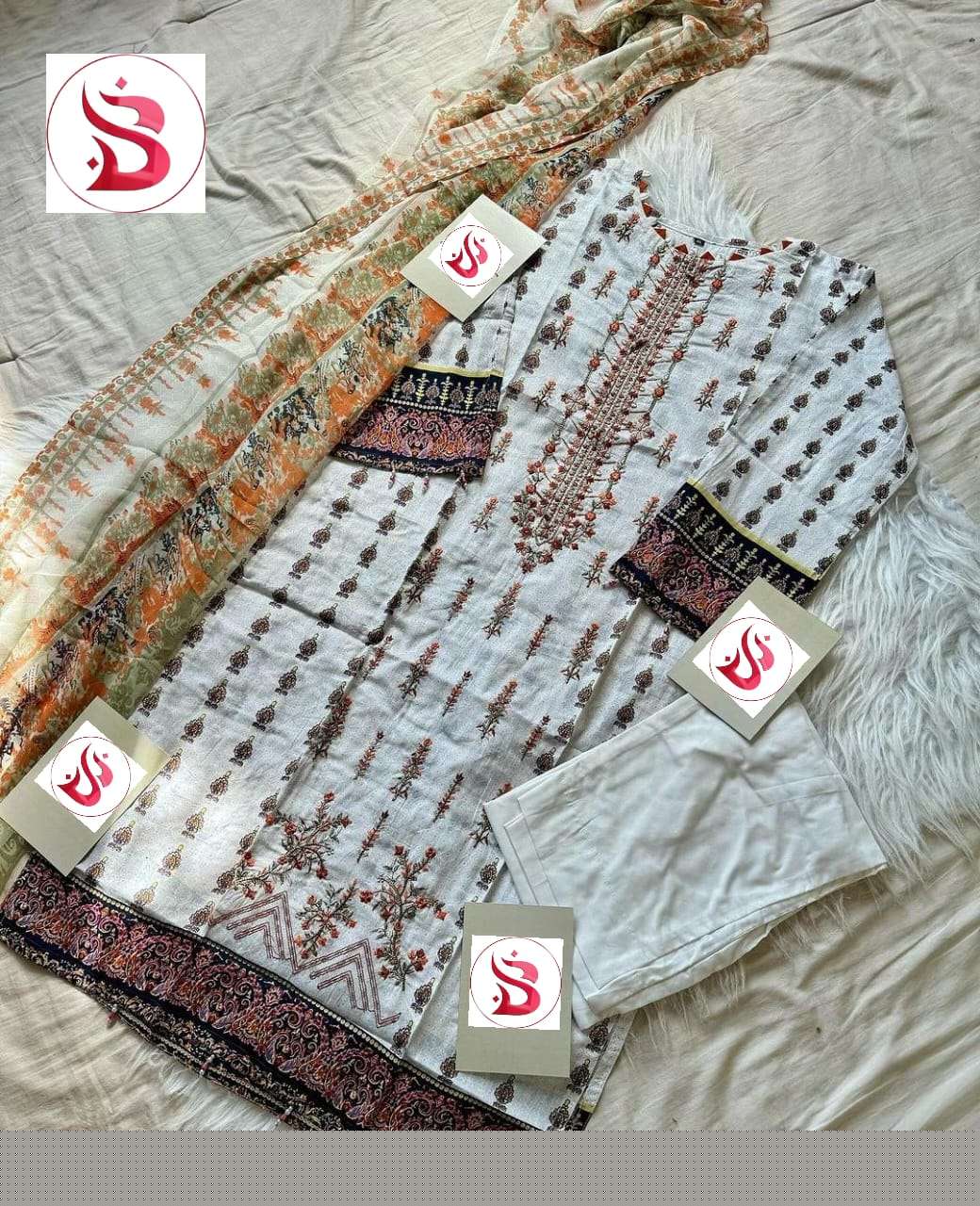 BIN SAEED EMBROIDED BY ASLIWHOLESALE COTTON EMBROIDERY PAKISTANI DRESSES