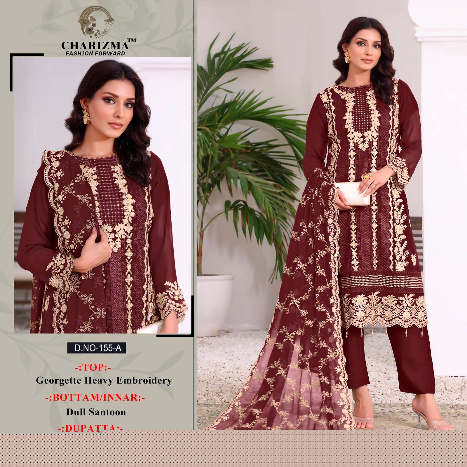CHARIZMA 155 NX ASLIWHOLESALE HEAVY DESIGNER GEORGETTE PAKISTANI DRESSES