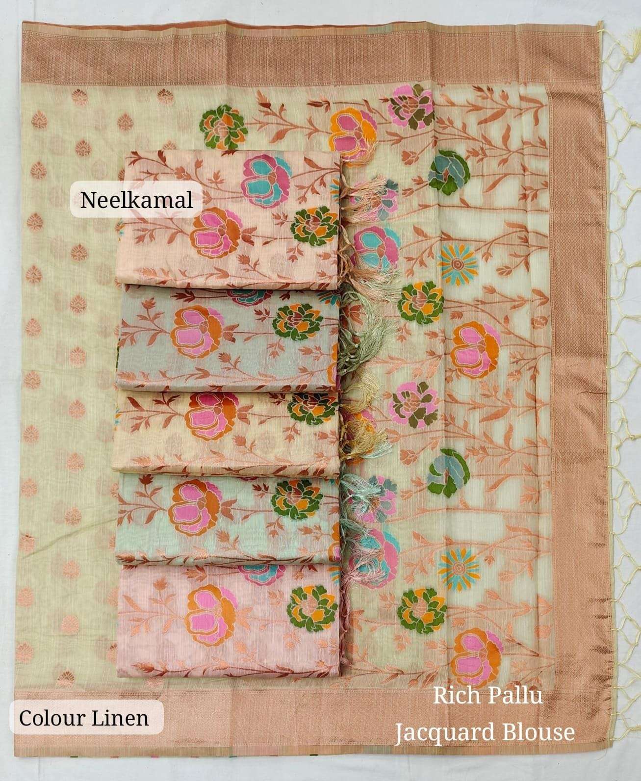 COLOUR LINEN BY NEELKAMAL SAREES INDIAN DESIGNER COTTON SAREES