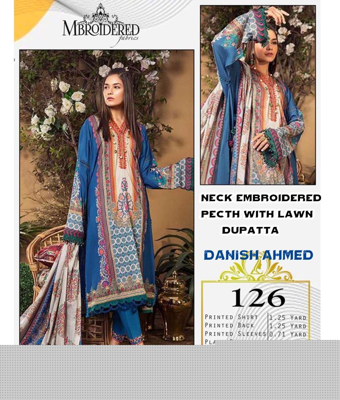 DANISH AHMED BY ASLIWHOLESALE COTTON EMBROIDERY PAKISTANI DRESSES