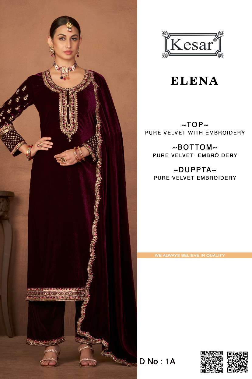 ELENA VOL-1 BY KESAR DESIGNER PURE VISCOSE VELVET WOVEN DRESSES