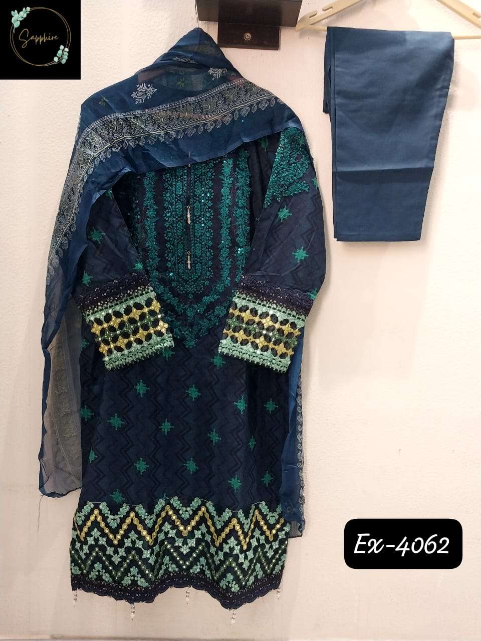 EX-4062 BY SAPPHIRE DESIGNER PURE LAWN COTTON PAKISTANI DRESSES 