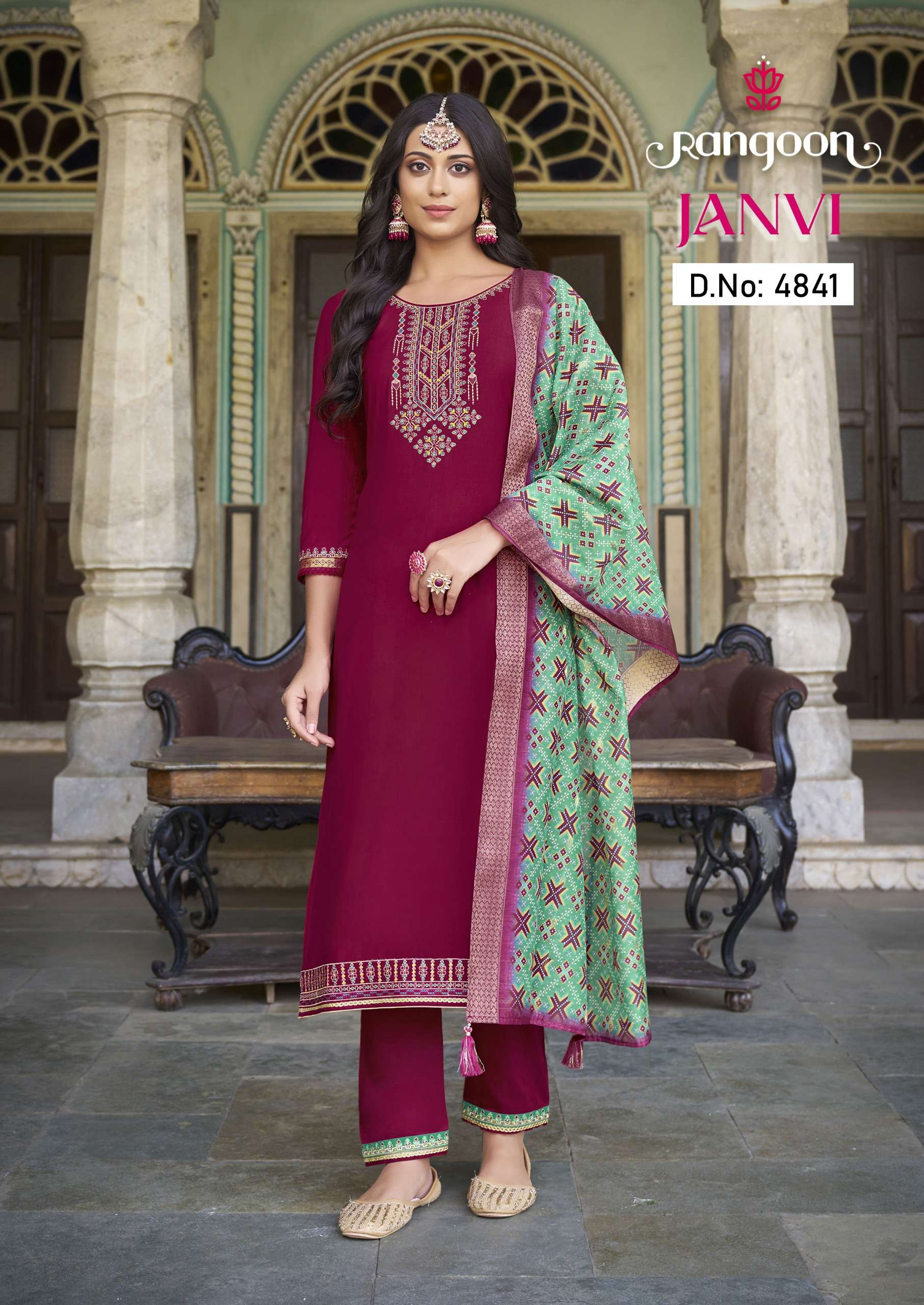 JANVI BY RANGOON 4841 TO 4844 SERIES HEAVY MUSLIN WORK DRESSES