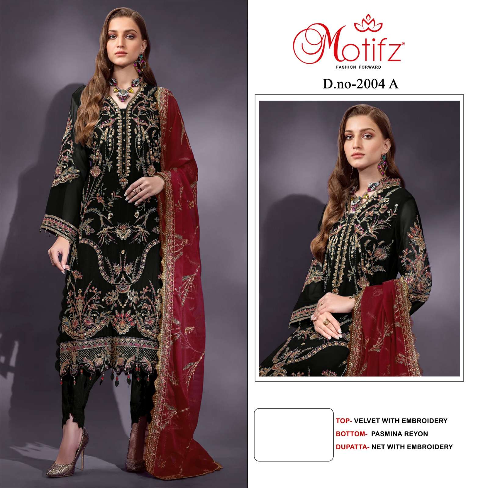 MOTIFZ 2004 COLOURS BY MOTIFZ DESIGNER VELVET EMBROIDERY DRESSES