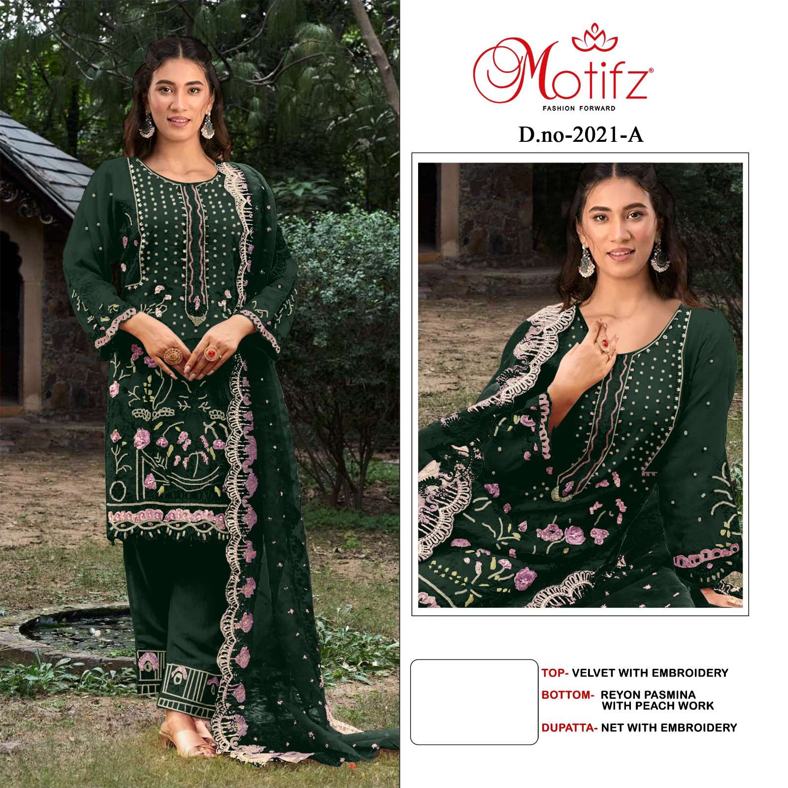 MOTIFZ 2021 COLOURS BY MOTIFZ DESIGNER VELVET EMBROIDERY DRESSES