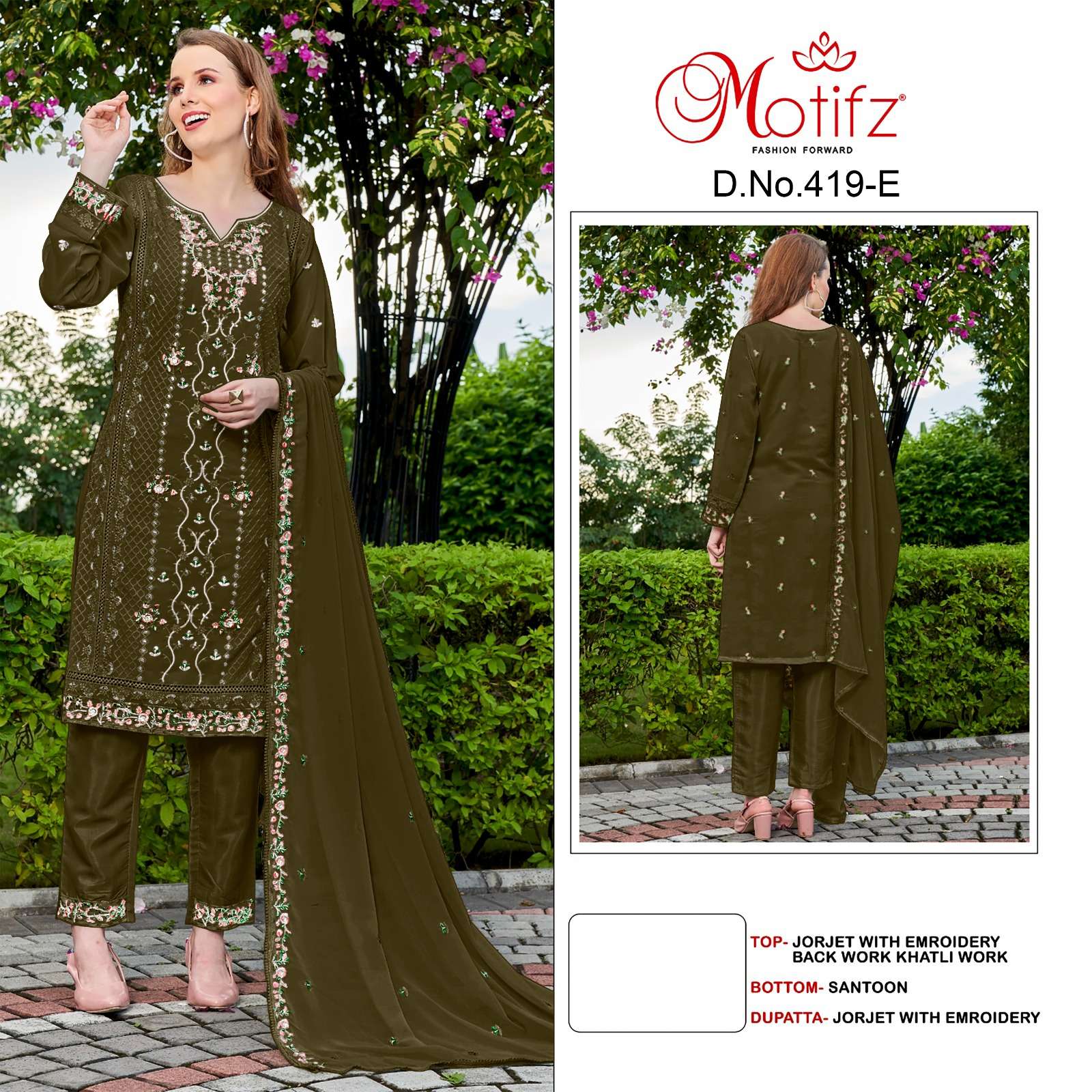 MOTIFZ 419 COLOURS BY MOTIFZ FAUX GEORGETTE EMBROIDERY PAKISTANI DRESSES