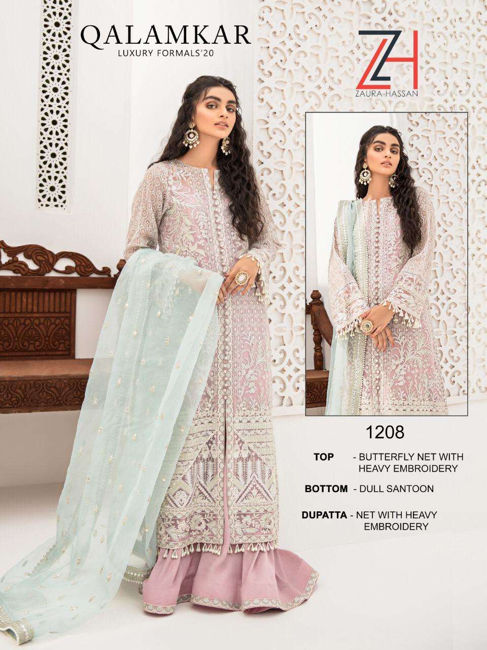 QALAMKAR 1208 BY ASLIWHOLESALE NET EMBROIDERY PAKISTANI DRESS