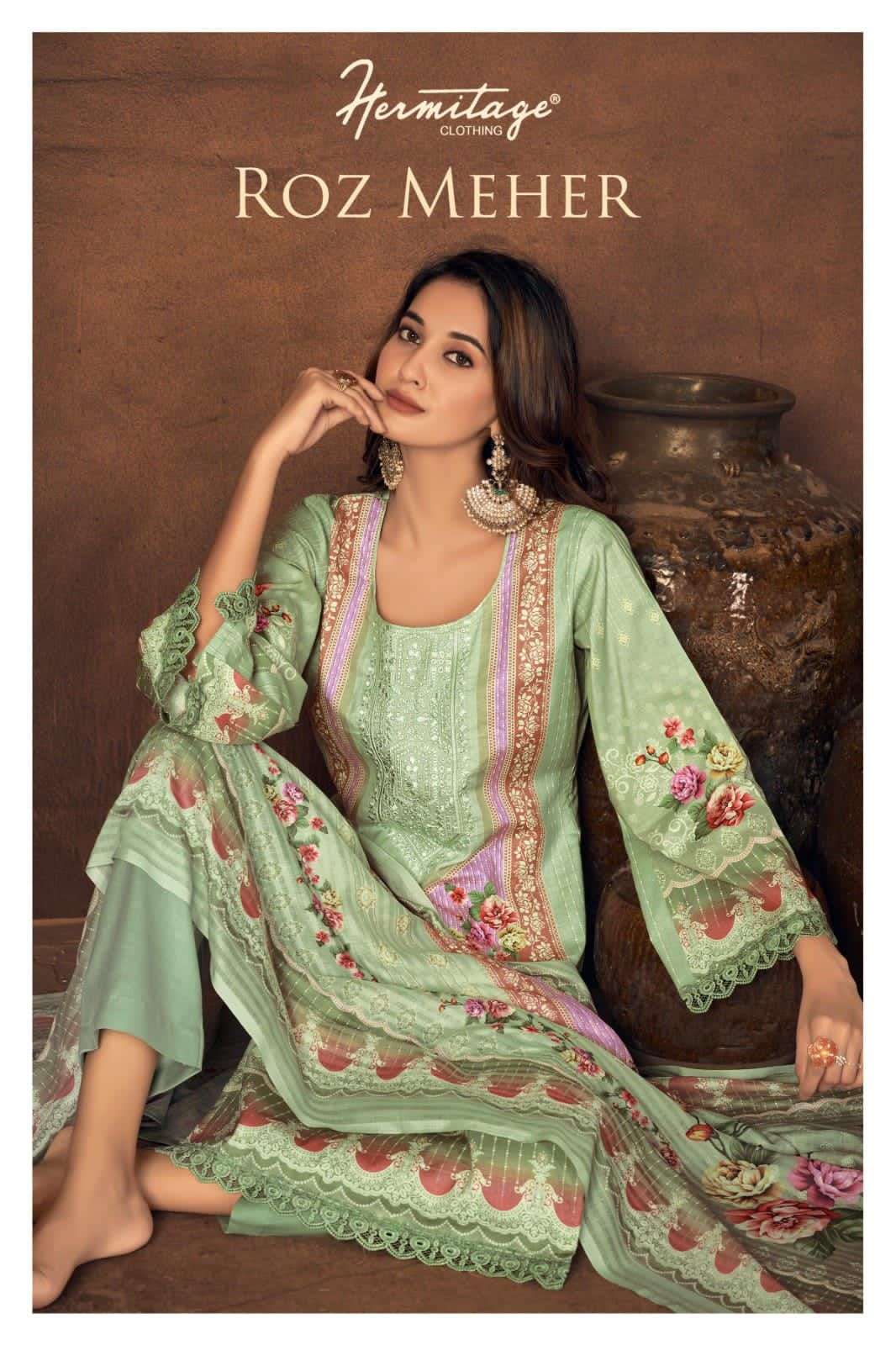 ROZ MEHER BY HERMITAGE CLOTHING HEAVY LAWN COTTON PRINTED DRESSES